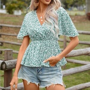 Floral Green Women's Top